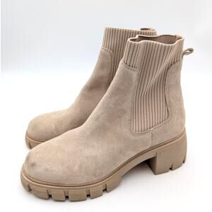 Steve Madden Hayle Platform Chelsea Boots Round Toe Women's Sand Size US9M EU40